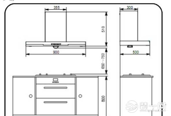 油烟机装修高度示意图