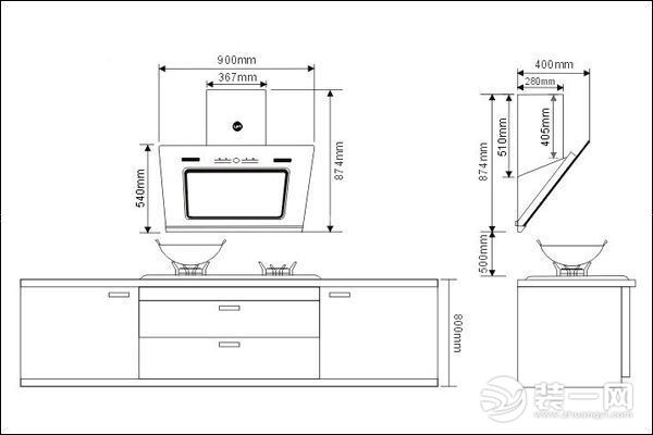 油烟机装修高度示意图