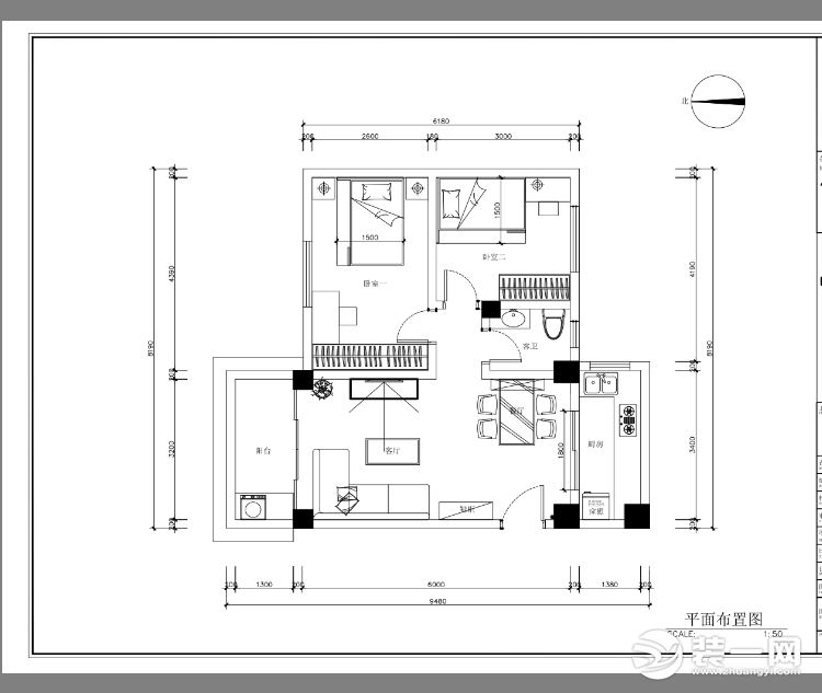 两室一厅装修北欧风装修效果图