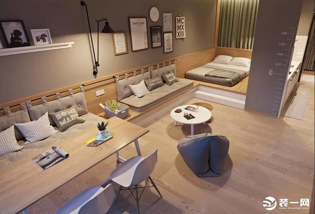 小户型一居室单身公寓装修设计客厅装修效果图