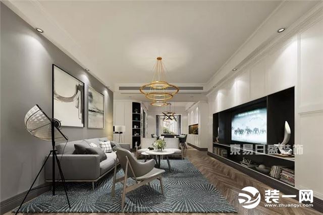 长沙东易日盛装饰公司设计180平客厅北欧风装修效果图