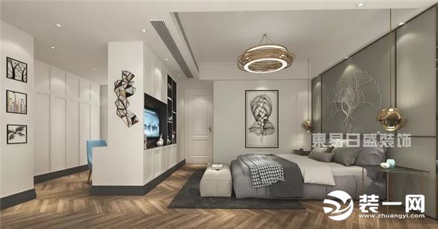 长沙东易日盛装饰公司设计180平北欧风卧室装修效果图