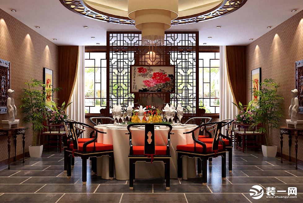 中式饭店装修效果图中式特色包间装饰效果