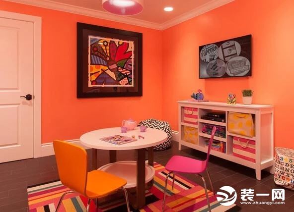 橙红色儿童房墙面装修效果图