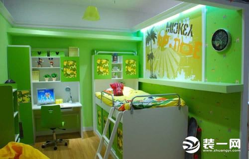 浅绿色儿童房墙面装修效果图