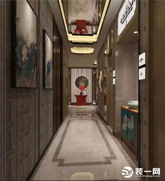 中式养生会所走廊装修效果图