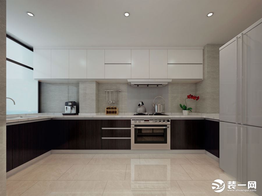 130平三居室现代简约风格25万厨房装修效果图