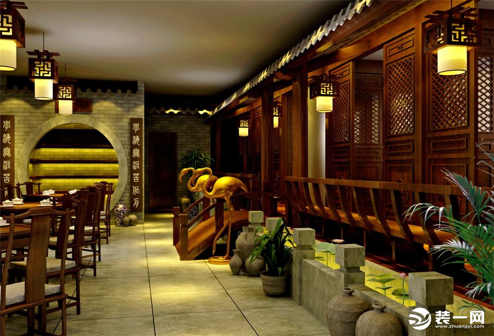 中式风茶楼装饰区设计效果图