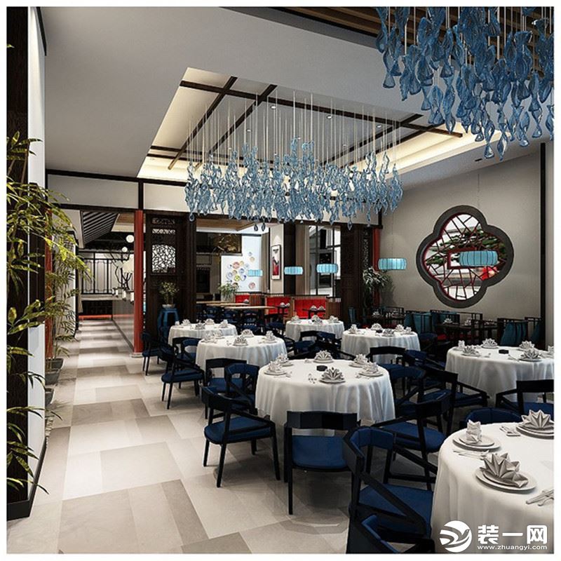 中式风格餐饮店面大餐厅装修效果图