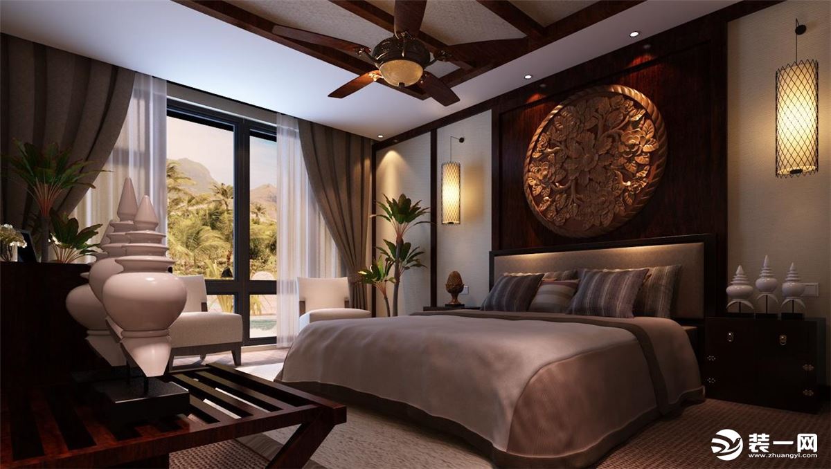 东南亚风格酒店装修效果图片之卧室