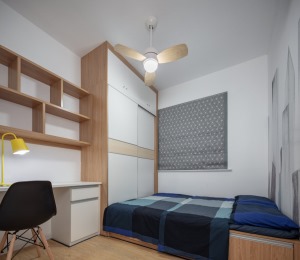 100平二居室现代简约北欧风15万卧室装修效果图