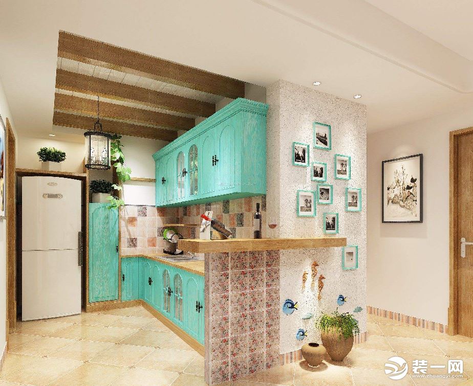 地中海风格厨房效果图展示瓷砖装修设计