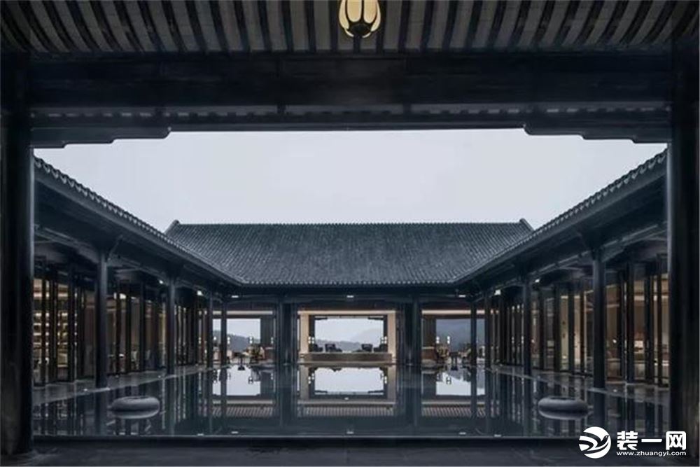 中式风格酒店庭院装修效果图