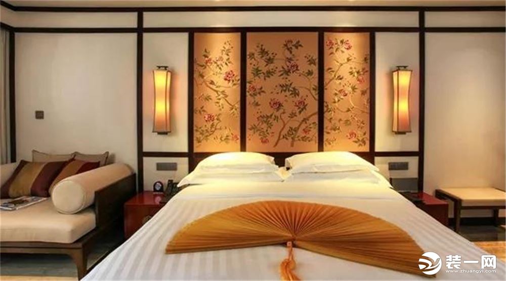 中式酒店套房卧室装修效果图