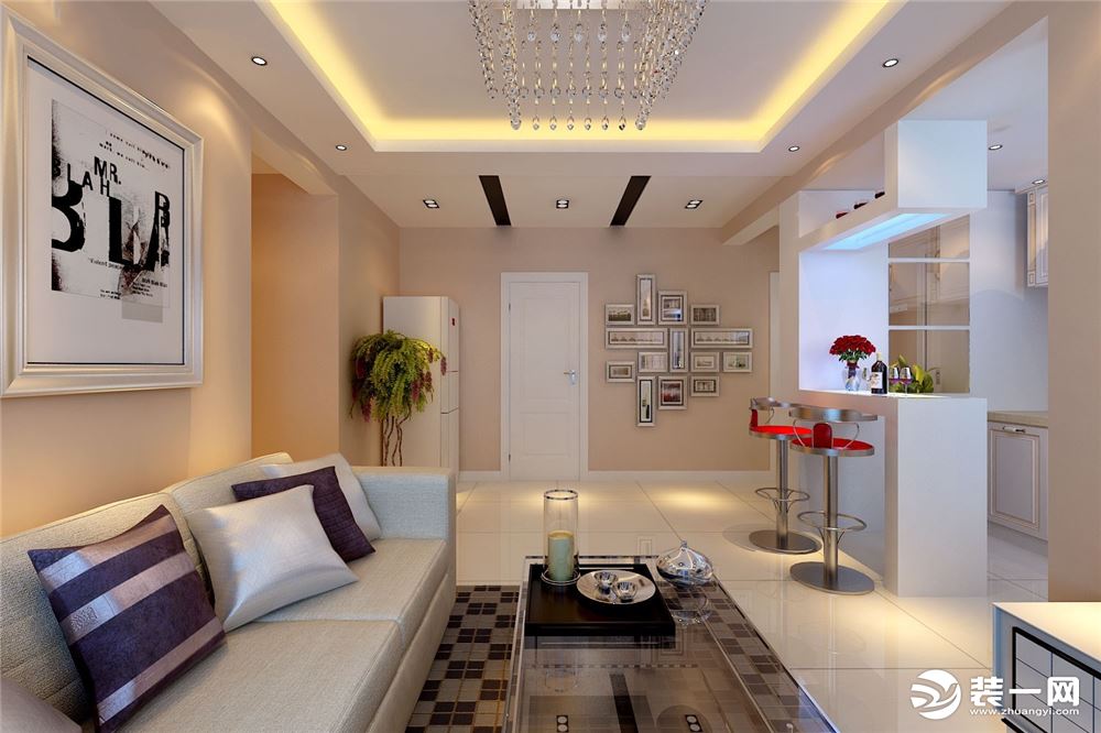 40平米一居室现代简约风格客厅装修效果图