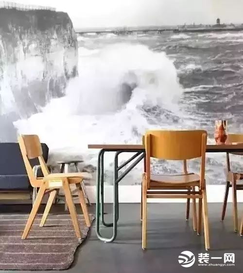 3D海浪背景墙效果图