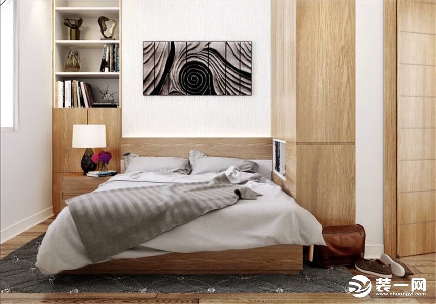60平米小户型日式原木风卧室效果图