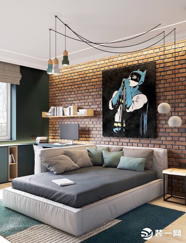 50平米小户型现代风格两居室卧室床头背景墙装修效果图