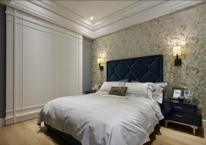 小戶型-兩室一廳60平米裝修新古典風臥室裝修，新古典風格壁紙，新古典風格吊頂