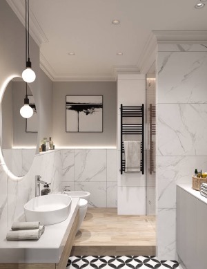 50平米小戶型現代風格兩居室裝修效果圖白色衛生間臺盆柜