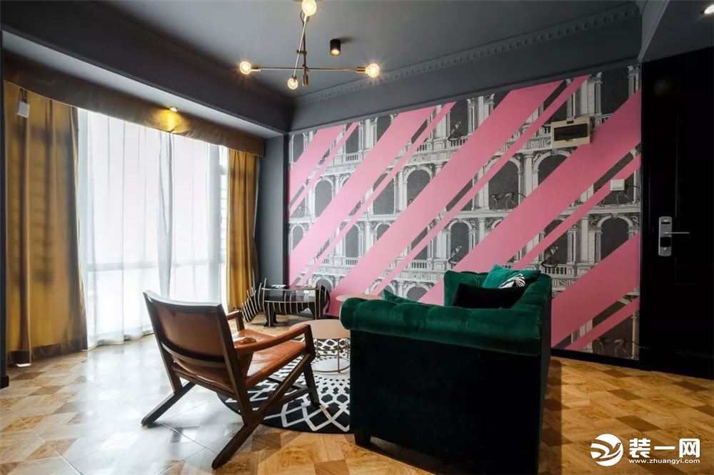 60平米小户型混搭风格二居室客厅背景墙装修效果图