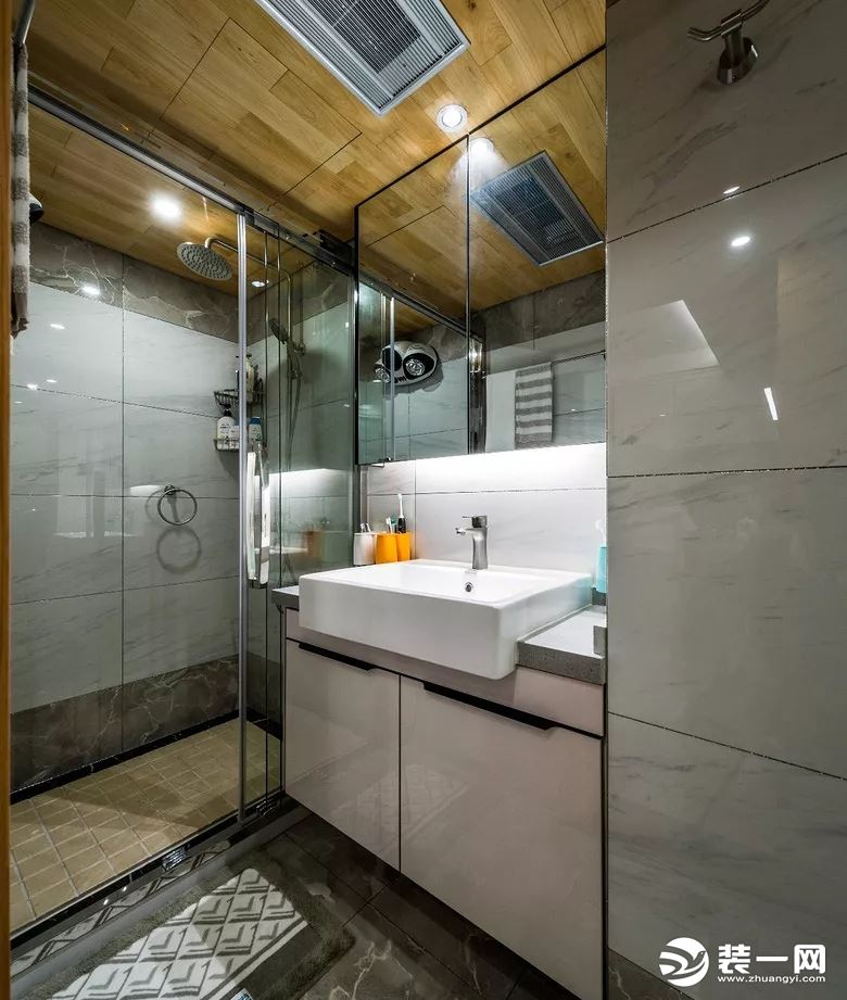 60平米小户型二居室现代简约风全包浴室卫生间装修效果图