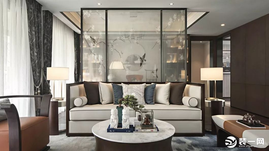 新中式装修风格效果图-客厅沙发