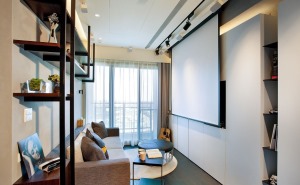 30平米小戶型一居室客廳簡約裝修，創意電視墻
