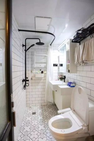 40平长条形小户型北欧风格一居室卫生间装修效果图