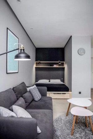 40平小户型现代简约风格一居室客厅装修效果图