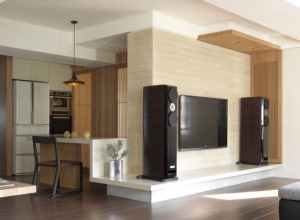 现代风格客厅木纹砖电视背景墙装修效果图