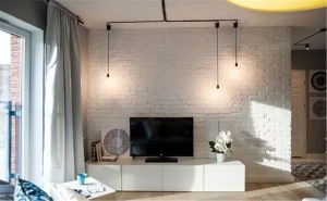 40平米小戶型簡約風格一居室裝修效果圖-電視機背景墻