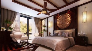 平層臥室設計東南亞風格吊頂裝修效果圖