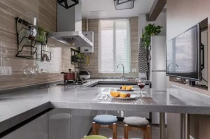 50平小戶型兩居室現代極致簡約風開放式廚房裝修效果圖
