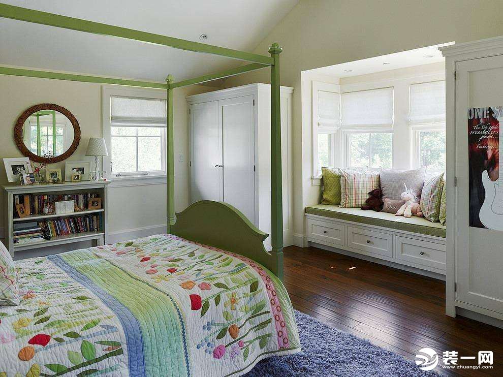 现代简约风儿童房卧室飘窗设计装修效果图