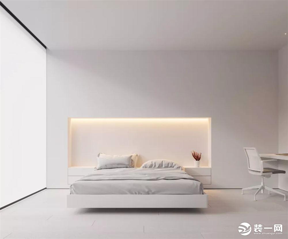三居室现代极简风卧室装修效果图