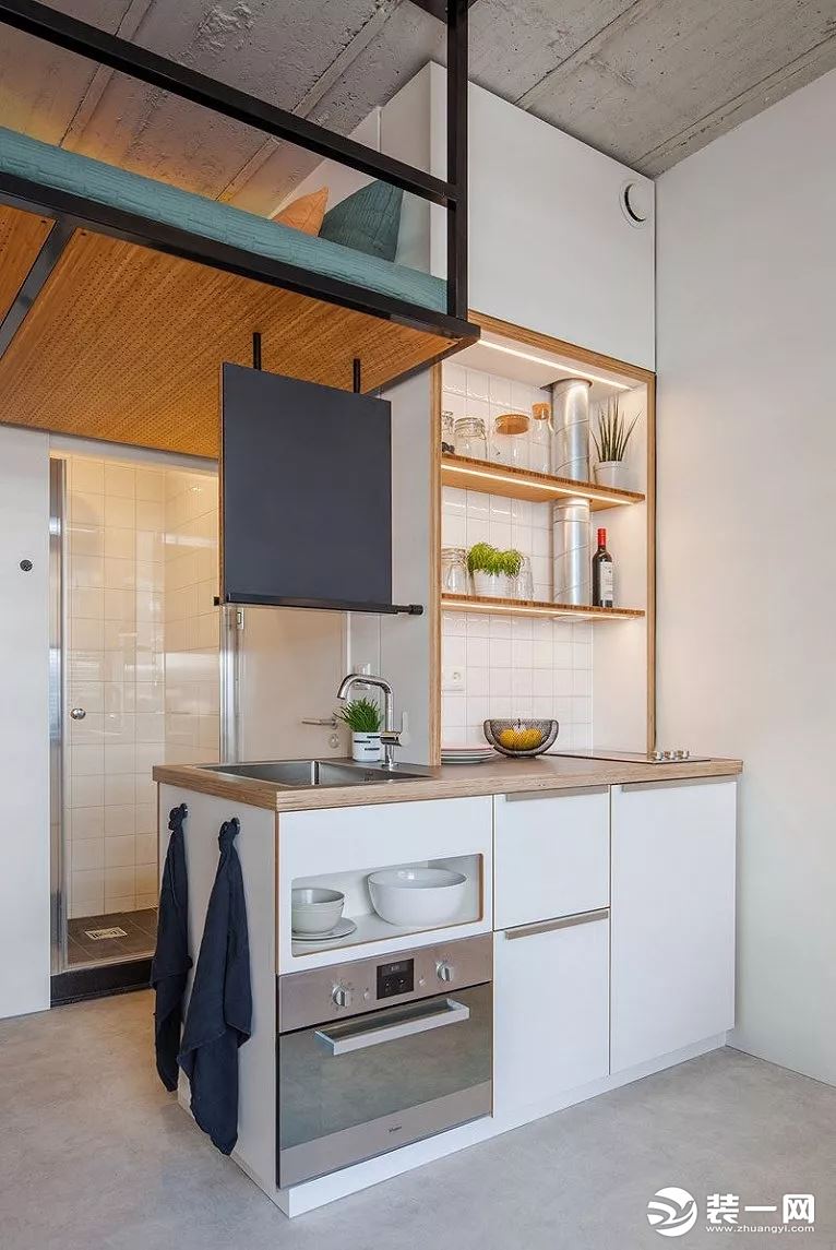 30平米小户型装修30平loft装修案例单身公寓装修效果图厨房橱柜