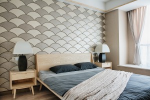 40平小户型日式卧室背景墙装修效果图