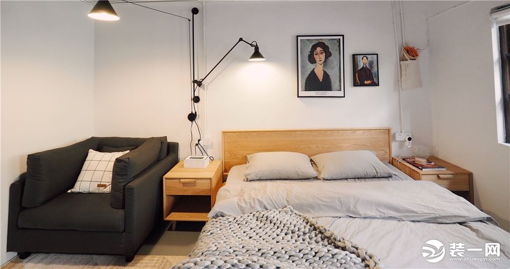 60平小户型北欧风格两居室卧室装修效果图