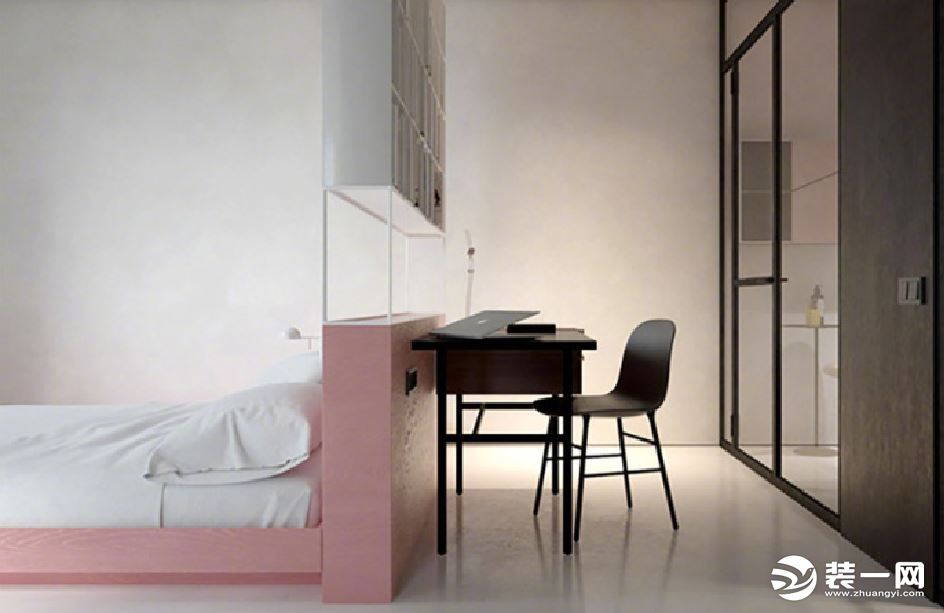 60平米小户型工业宜家风格开放式卧室装修效果图