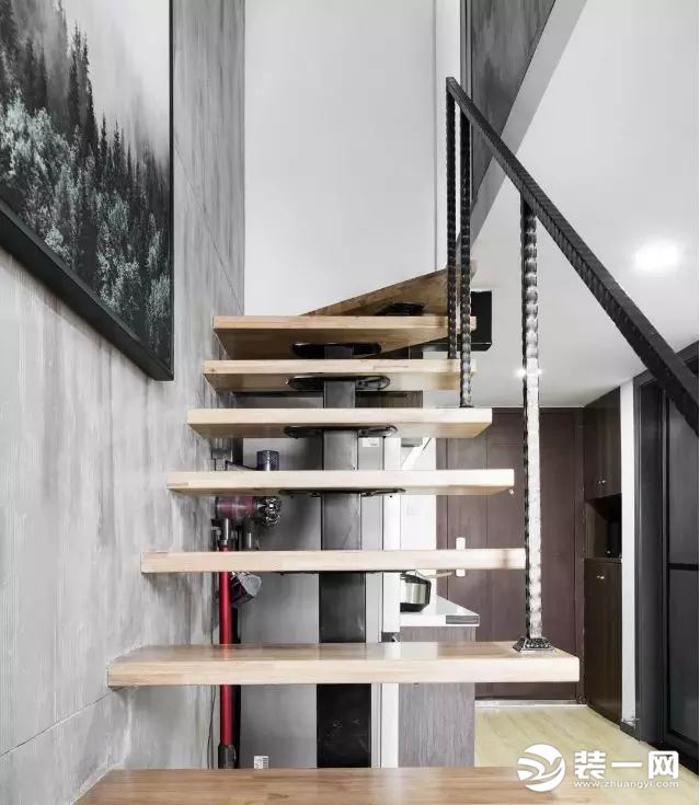 40平小户型现代工业风格复式单身公寓楼梯装修效果图