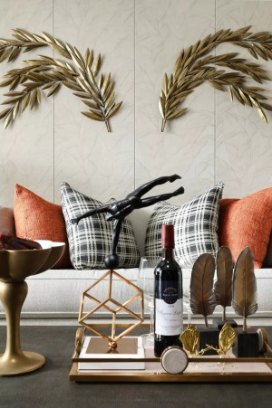 178平美式轻奢风格四居室沙发背景墙装修效果图