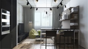 30平极简风格一居室客厅装修效果图