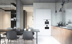 60平米小户型工业宜家风格开放式厨房餐厅装修效果图