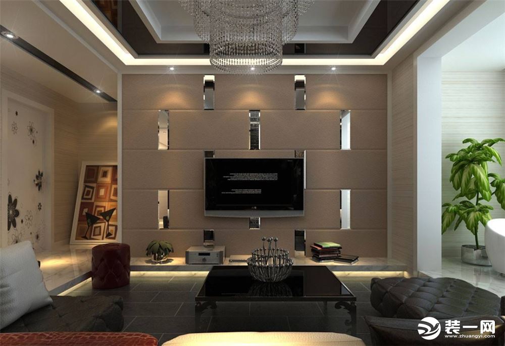 现代风格客厅软包电视背景墙装修效果图
