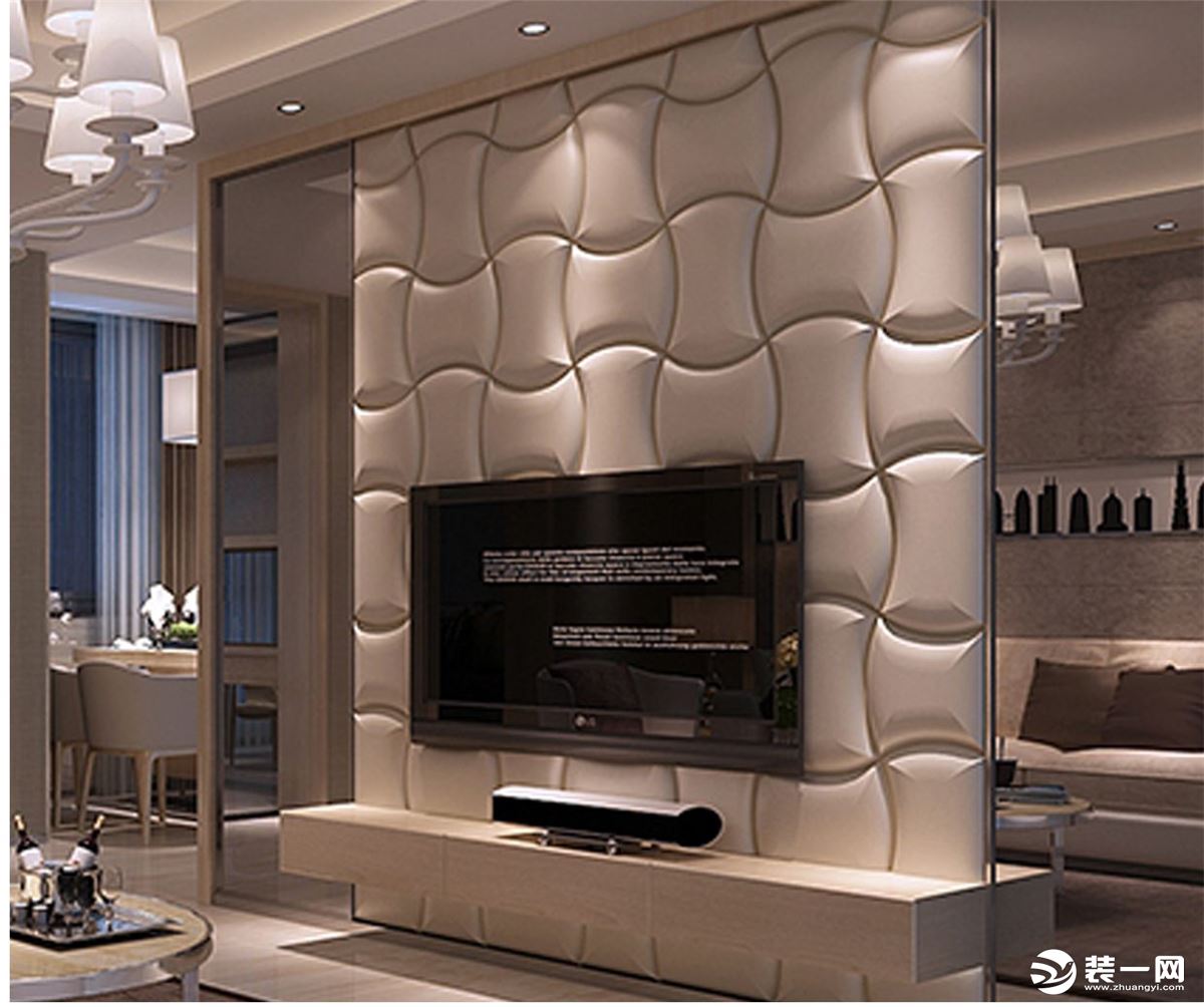 欧式客厅软包电视背景墙装修效果图 – 设计本装修效果图