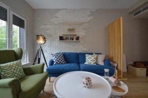简约风格90平米复式楼沙发背景墙装修效果图