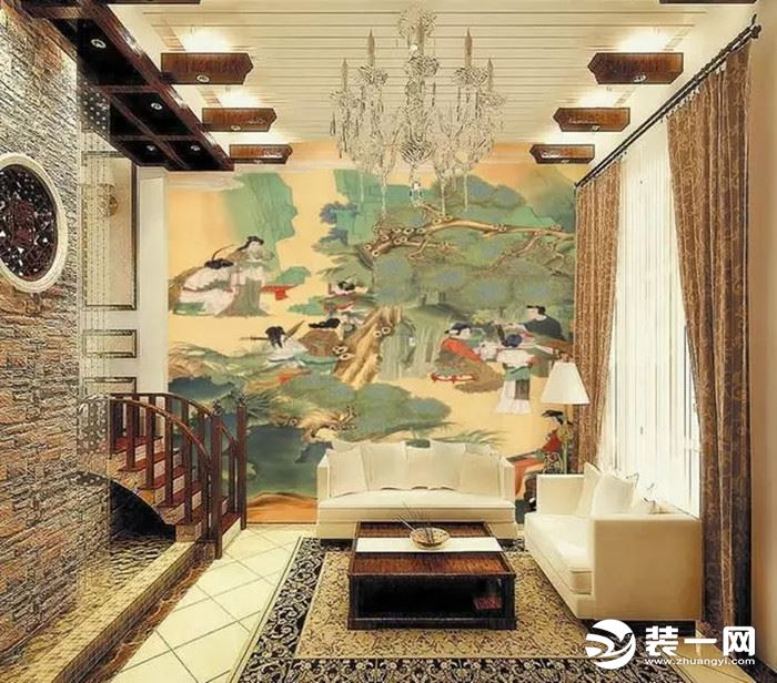 中式壁纸客厅装修图片大全