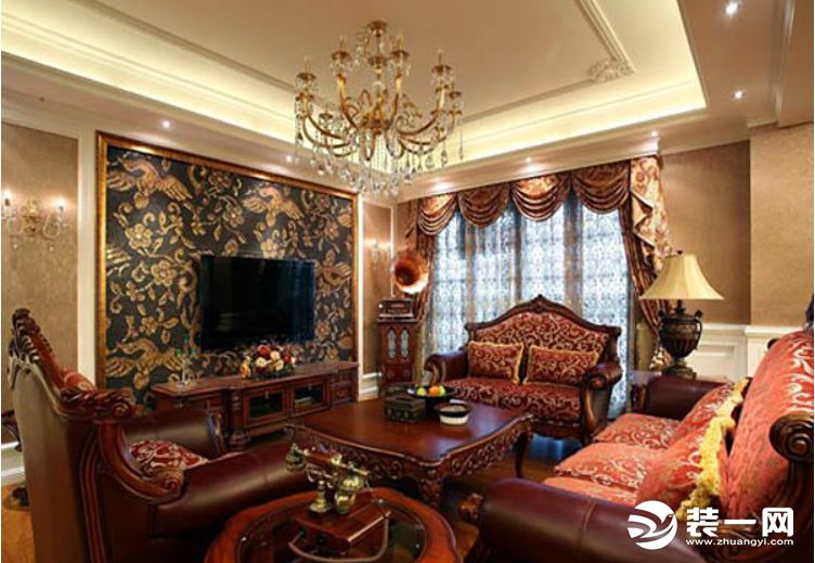 新古典客厅装修效果图红色家具装饰效果