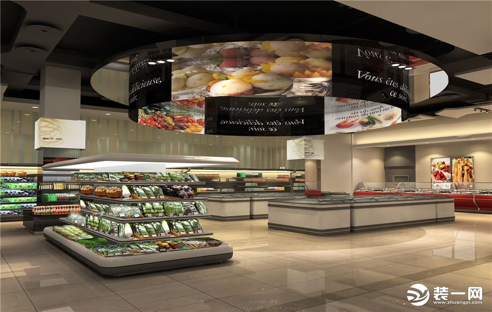 现代“生活馆”超市大厅吊顶效果图